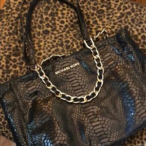 Michael Kors black snake skin shoulder bag